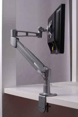 Single LCD Monitor Desk Mount Stand With Gas Spring--Silver Colo